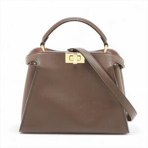 Fendi Peekaboo Essentially Leather Handbag Brown